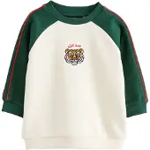 Next Sweatshirt verde escuro / vermelho vivo / preto / branco