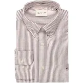Gant para homem. 3000230 Camisa Oxford Regular Fit riscas grená (S), Casual, Algodão, Clássico, Manga comprida