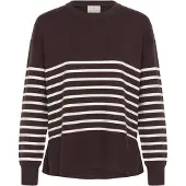 Kaffe Pullover 'Limone' castanho escuro / branco