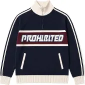 Prohibited Pullover azul / vermelho vinho / branco