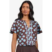 Love & roses Blusa azul claro / chocolate