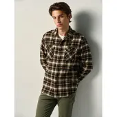 KOROSHI Camisa castanho / oliveira / preto / branco