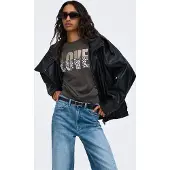 ONLY Sweatshirt 'ONLTAMMIE' castanho / preto / branco