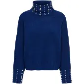 ONLY Pullover 'ONLAYA' genciana / branco pérola