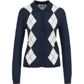 We fashion Casaco de malha azul escuro / vermelho vinho / branco