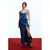 Desigual , Vestido com botões egonlab, AlgodÃO, Azul, S