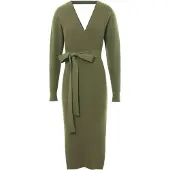 Imily Bela Vestido de malha verde escuro
