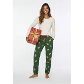 LASCANA Pijama cappuccino / verde escuro / vermelho / branco