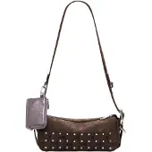 Desigual , Bolsa pequena com patch e tachas, Poliuretano, Marrom, U