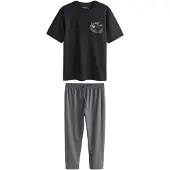 Next Pijama comprido 'Halloween' amarelo / cinzento / preto / branco
