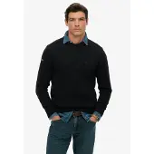 Superdry para homem. M6110717A Suéter Preppy preto (M), Casual, Algodão