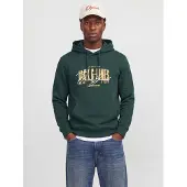 Jack & Jones Sweatshirt 'JJAERO' verde escuro / laranja pastel / branco