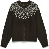 Vero Moda Casaco de malha 'VMKarla' chocolate / branco
