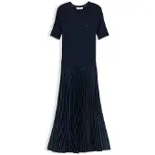Tommy Hilfiger Vestido Midi De Manga Curta Preppy Mix Media