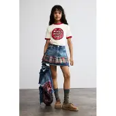 Desigual Saia azul ganga / azul claro / vermelho / preto