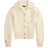 Ralph Lauren para mulher. 211B17757005 Cardigan de lã e caxemira com gola bege (XS), Casual