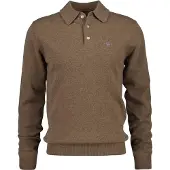 Gant para homem. 8060109 Camisola tipo polo de lã castanho-claro (S), Marrom, Clássico, Manga comprida