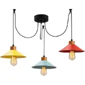Opviq Candeeiro suspenso Manavgat N-553 3 lâmpadas amarelo/azul/vermelho