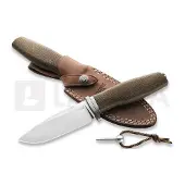 Lionsteel Acha AH BLG Satin M390, Green Burlap Micarta, Titanium Guard, faca fixa
