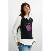 Desigual Blusa roxo / rosa / preto / branco