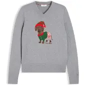 Tommy Hilfiger Pullover cinzento / verde escuro / vermelho vivo / branco