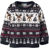 Name It Mini Pullover 'NMNRISMAS' azul noturno / sépia / vermelho / branco
