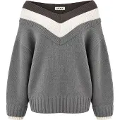 EDITED The Label Pullover 'Nika' cinzento / branco