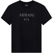 Armani Exchange para mulher. XW002763AF23956UC001 Camiseta AX preta (S), Preto, Casual, Algodão, Manga curta