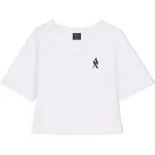 Armani Exchange para mulher. XW002956AF10356U0002 T-shirt cropped decote em bico branca (XL), Branco, Casual, Algodão, Manga curta
