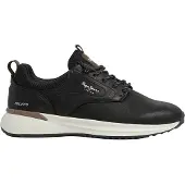 Pepe Jeans para homem. PMS600048 Sapatilhas de pele Bampton Urban pretas (46), Couro, Preto, Plano, Cordão, Casual