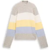 Tom Tailor DENIM Pullover bege mosqueado / azul claro / amarelo / branco
