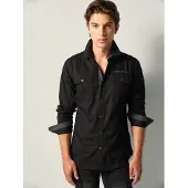 KOROSHI Camisa cinzento escuro / preto
