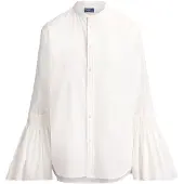 Ralph Lauren para mulher. 211B23719001 Camisa de algodão e seda branca (40), Branco, Clássico, Manga comprida