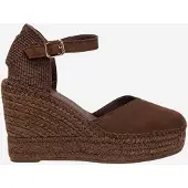 Alhamas Sapatos abertos atrás 'Alpargata Cuña 10 cm Ante' castanho escuro