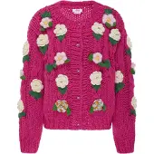 Mymo Casaco de malha verde / rosa / branco