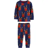 Next Pijama 'Christmas' azul escuro / castanho / vermelho vivo / branco