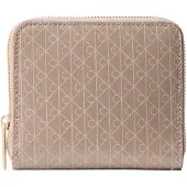 Calvin Klein Carteiras 'Coated Emblem Print Zip-around' bege / preto
