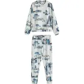Next Pijama creme / navy / azul claro / brocado