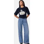 Lipsy Pullover 'Christmas Fluffy' navy / ouro / branco
