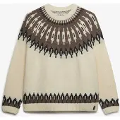 Superdry para mulher. W6110760A Jersey Fairisle Gola Redonda bege (S), Casual, Lã, Manga comprida