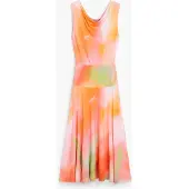 Desigual , Vestido longo assimétrico, Viscose, Vermelho, XS