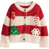 Next Pullover bege mosqueado / verde / vermelho / branco