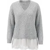 Anna field Pullover cinzento claro / branco