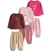 Next Pijama castanho escuro / verde / cor-de-rosa / amora