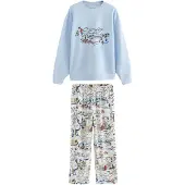 Next Pijama comprido azul claro / vermelho / preto / branco