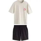 Next Pijama curto creme / navy / vermelho