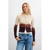 Desigual Casaco de malha creme / chocolate