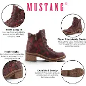 Mustang Botim vermelho / bordeaux