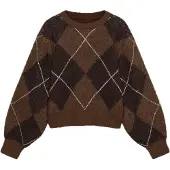 Vero moda Pullover 'VMDARLA' castanho / chocolate / branco