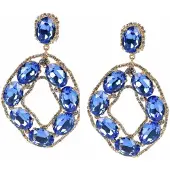 Addicted Brincos 'Vega Dangle Earrings With Blue Crystals Plated In Gold' azure / ouro